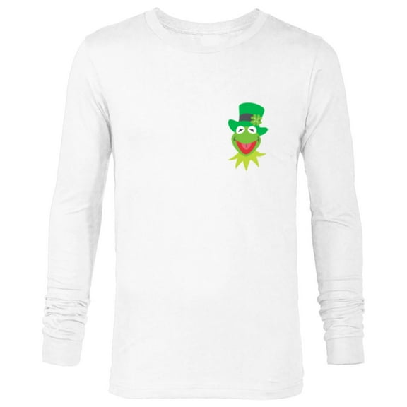 Disney Muppets Kermit the Frog in Top Hat St Patrick’s Day - Long Sleeve T-Shirt for Men - Customized-White