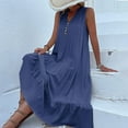 thumbnail image 5 of Wycnly Summer Dresses for Women Maxi Dresses for Women 2025 Beach Button up Loose Ruffle Swing Tank Long Dress Women Trendy Solid V-Neck Sleeveless Maxi Sun Dresses, 5 of 5