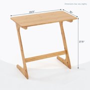GVN Sofa Table, Side Table, Sofa Side Table,Bamboo Z-Shaped Spacious Sofa Side Table with Space-Saving Tabletop-Natural