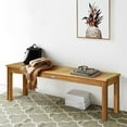 thumbnail image 3 of Topbuy Acacia Wood Outdoor Backless Bench Rustic Patio Dining Bench with Slatted Seat, 3 of 7