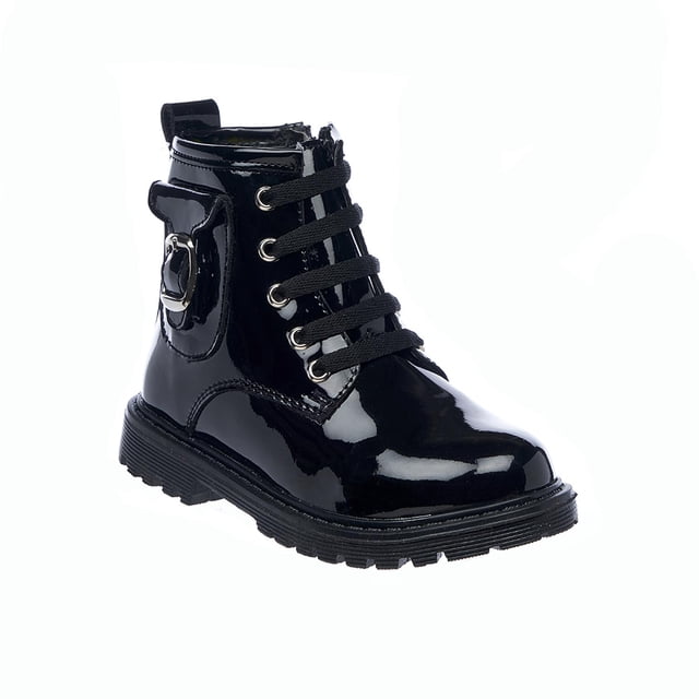 Botas Para Niñas Charol Negro Básicas Cómodas Moda Casual 031N2H negro 16 INCÃGNITA 031A2H