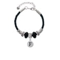 thumbnail image 2 of Delight Jewelry Silvertone Capital Letter - F - Pebble Disc - Lil Sister Celtic Knot Leather Bead Bracelet, 7"+2" Extender, 2 of 4