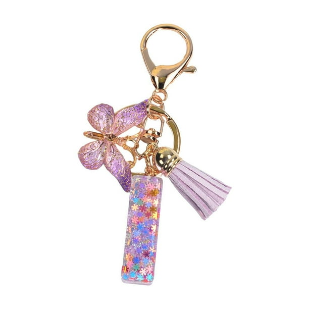 Llavero con letras, llavero de resina con dijes para billetera de mujer. I
