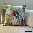 thumbnail image 3 of The HomeCentric Decorative Throw Pillow covers Green Pack of 2, 24"x24" (60x60 cm) Cotton Embroidery, Printed Cushion Covers For Sofa, Floral Modern Style - Cockatoo Carnival, 3 of 10