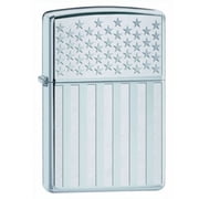 Zippo Lighter American Flag Laser Engraved High Polished Chrome Patriotic