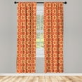 thumbnail image 2 of Ambesonne Geometric Curtains, Flowers in Hexagons Art, Pair of 28"x63", Dark Pink and Pale Orange, 2 of 2