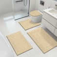 thumbnail image 3 of MeyJey Bathroom Rugs Set of 4 Piece, Bath Mats, Microfiber Non Slip Shaggy Ultra Soft Bathroom Runner with U Shaped Contour Toilet Mat for Bathroom, Shower Inside Floor, Beige, 3 of 15