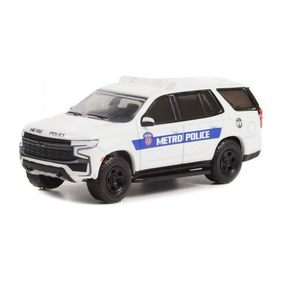 2021 Chevy Tahoe Police Pursuit Vehicle, White - Greenlight 43000F - 1/64 scale Diecast Car