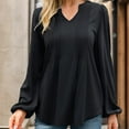 thumbnail image 6 of Weardear Women's Puff Long Sleeve Tops Pleated V Neck Fall Tunic Shirts Casual Loose Blouse, 6 of 8