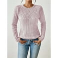thumbnail image 4 of Suéteres de Punto Ligeros de Crochet con Cuello Redondo y Mangas Largas para Mujer Conjuntos de Otoño A Rosa S, 4 of 8