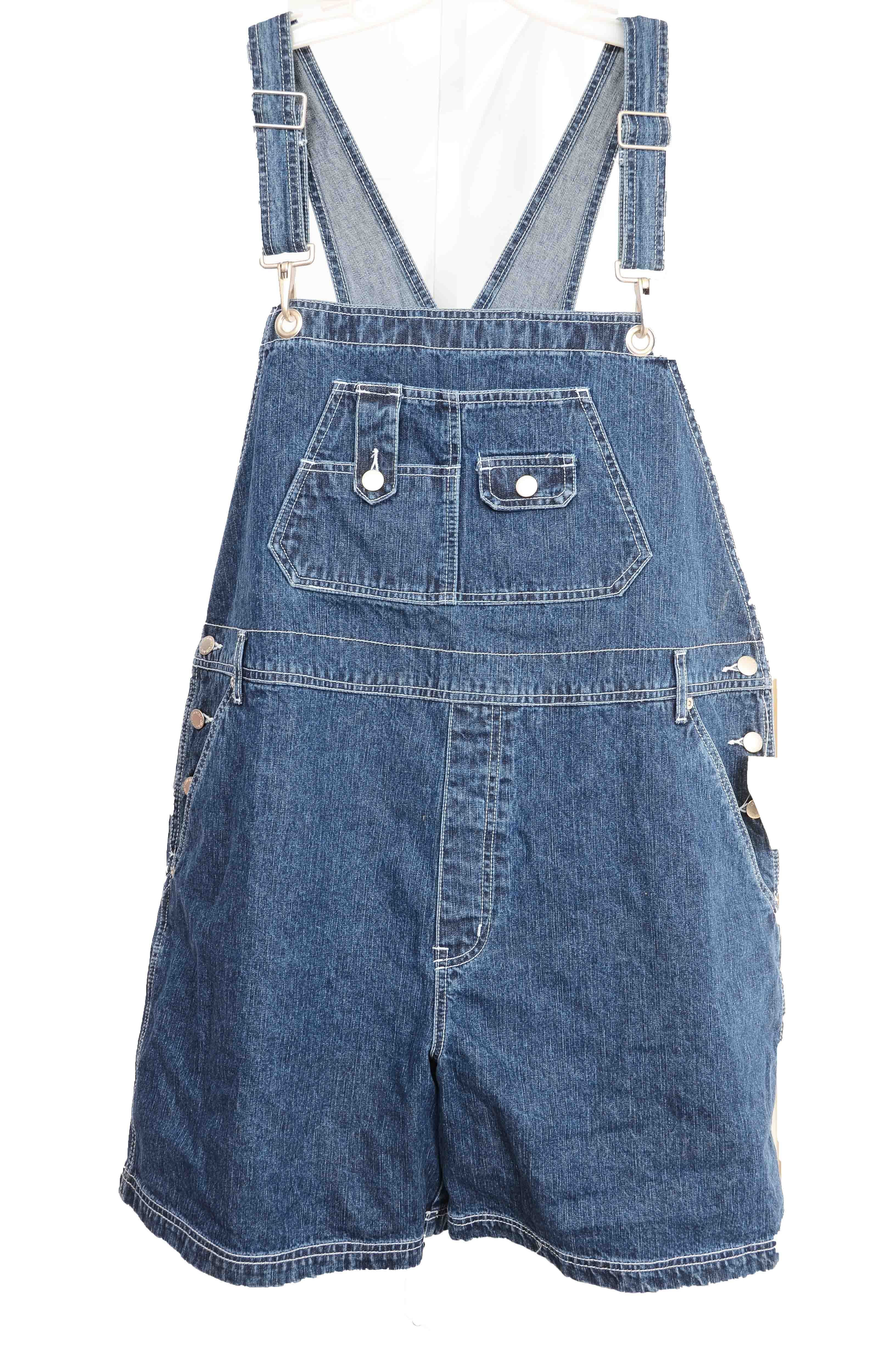 Fourever Funky - Plus Size Baggy Short Overalls Women's Classic Blue
