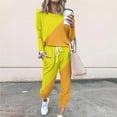 thumbnail image 2 of YUGYXL Lounge Sets for Women 2 Piece Outfits Sweatsuits Set Colorblock Tops Long Pant Loungewear Workout Athletic Tracksuits Yellow XL, 2 of 5