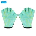 thumbnail image 3 of Unique Bargains Webbed Swimming Aquatic Gloves Printing Water Resistance Training Gloves Light Green, L, 3 of 7
