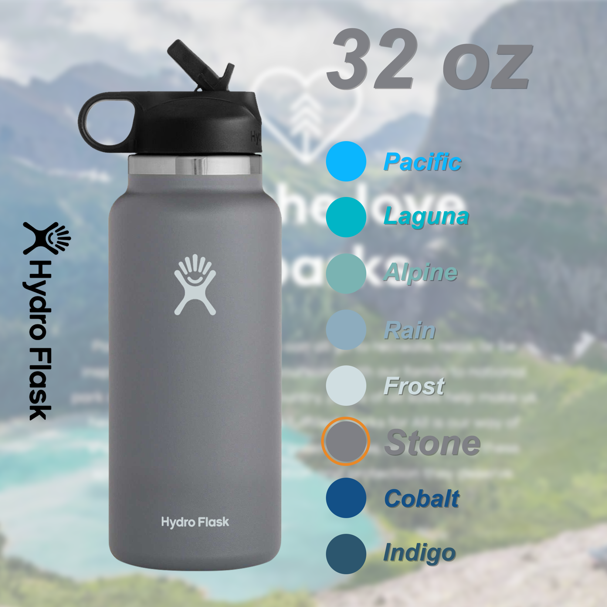 Rain Frost 32 Oz Hydro Flask With Straw Lid Teal Hydro Flask 32 Oz