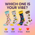thumbnail image 6 of Funny Socks for Men Women, 6 Pairs Colorful Crew Socks Gift Pack, Cotton Blend, Unisex - Style 6, 6 of 13