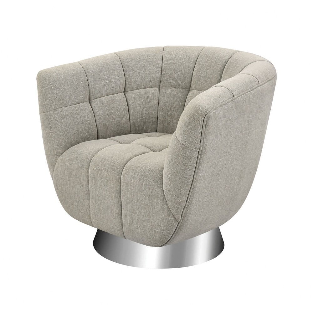 Modern Grey Linen Tub Chair Made Of Eucalyptus Wood, Foam, Linen Fabric