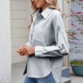 thumbnail image 6 of Wyobmus Striped Button Down Shirts for Women Dress Shirts Long Sleeve Casual Collared Office Work Shirt With Pocket Black, 6 of 6