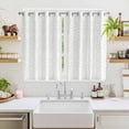 thumbnail image 2 of Sage Green Striped Kitchen Curtains 63 Inch Length, Modern Abstract Art Geometric Grommet Top Bedroom Living Room Curtains, Light Filtering Cafe Curtain Drapes 2 Panels Set 104''x63'', 2 of 9