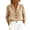 Khaki, variant on Womens Long Sleeve Button Front Shirts Collared V Neck Blouses Linen Tops for Women Light Blue XL