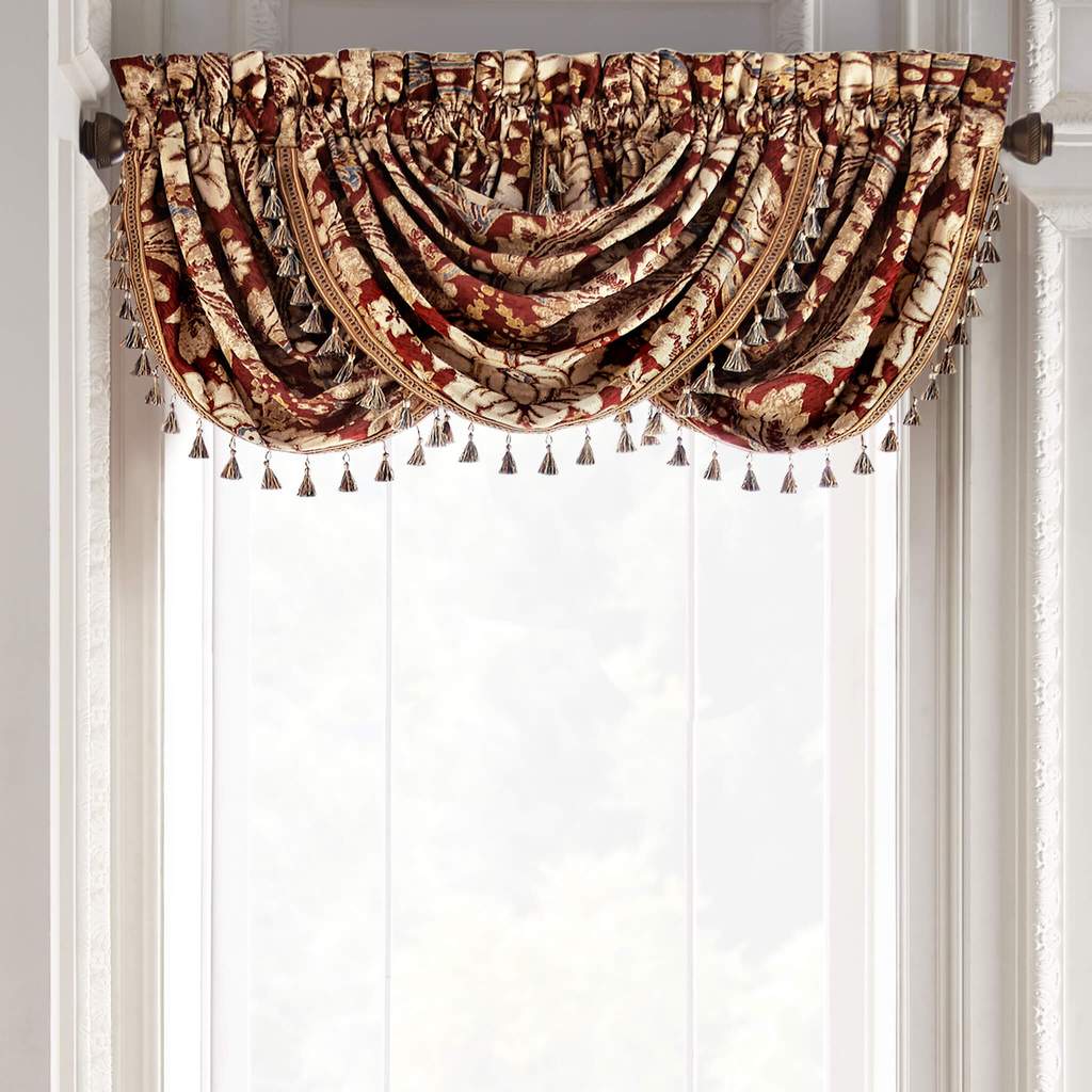 Croscill Arden Waterfall Valance With Red Finish 2A0-468O0-9003/610 ...