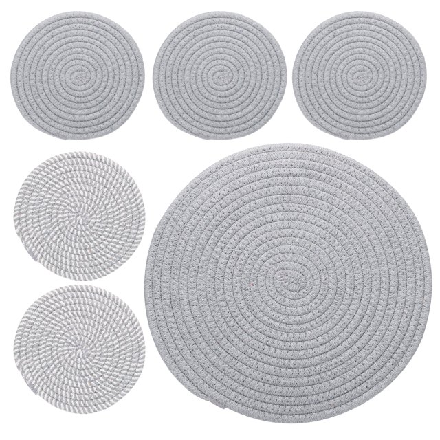 Uxcell 6 Pcs 7 Inch 12 Inch Plant Coasters Mat Pot Holders Saucer, Light Gray, Gray Stripes