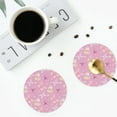 thumbnail image 4 of Lsque Butterfly 1 Pattern 4" Drink Coasters Set of 4, PVC Leather Absorbent Coasters, Table Coaster Set Decorative Coffee Cup Coasters Housewarming Gift -Round Shape, 4 of 6