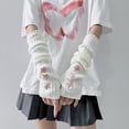 thumbnail image 6 of Aellinatey Knitted Mittens Roleplay Costume Arm Cover Fingerless Arm Gloves Armwear, 6 of 16