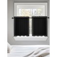 thumbnail image 5 of Black Textured Tier Curtains 24 Inch Length,Sheer Curtains for Bedroom Living Room Window Farmhouse Country Woven Striped Rod Pocket Voile Drapes Kitchen Curtains Small Half Window 27.5"x24" 2 Panels, 5 of 7