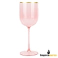 thumbnail image 3 of Impresserve 12oz. Disposable Plastic Pink Wine Goblet with Gold Rim - 5 Count, 3 of 6