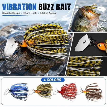 Spinnerbait Fishing Lure with Shimmering Metal Blades and Fluttering Soft Tail for Bass and Trout - Weedless Design Works in Weeds Timber & Rocks