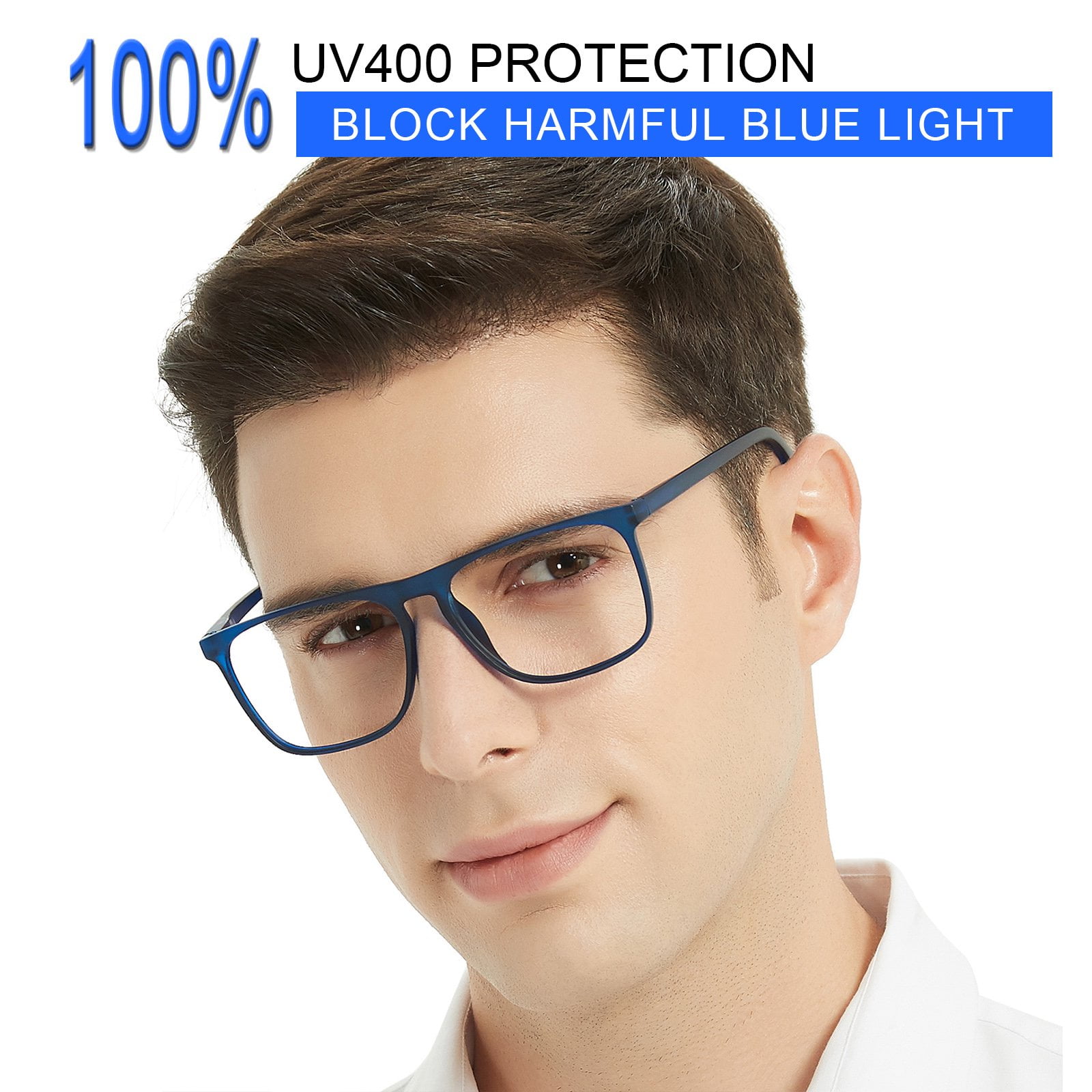 MARE AZZURO Blue Light Blocking Computer Glasses Men Large 3.0 Readers 0  1.0 1.25 1.5 1.75 2.0 2.25 2.5 2.75 3.0 3.5 4.0 5.0 6.0 (Matt blue, 3.00)  Composite Lens 
