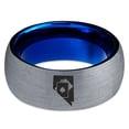 thumbnail image 2 of Tungsten Nevada The Silver State Playing Cards Band Ring 8mm Men Women Comfort Fit Blue Dome Brushed Gray Polished, 2 of 4
