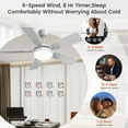 thumbnail image 6 of BLITZWILL Ceiling Fans with Lights and Remote & App Control, 52" Modern Ceiling Fan with 5 Dual-sided Blades, 6-Speeds Noiseless Reversible DC Motor for Farmhouse Bedroom Indoor, White, 6 of 10
