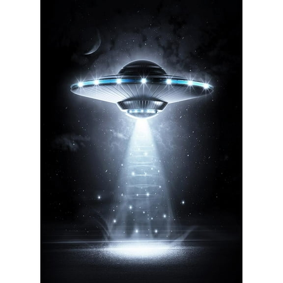 Spaceship Photography Background Custom Name Space Subject Alien Birthday Backdrop Party Banner for Baby Children Photoph