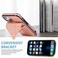 thumbnail image 3 of Dteck Case for iPhone 13 mini 5.4-inch,Shockproof Rubber Silicone Bumper Hybrid PU Leather Card Holder Wallet Bag Pocket Back Protective Kickstand Cover with Cross Body Shoulder Strap,Rosegold, 3 of 6