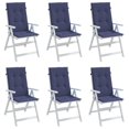thumbnail image 2 of vidaXL Highback Chair Cushions 6 pcs Navy Blue Fabric, 2 of 5