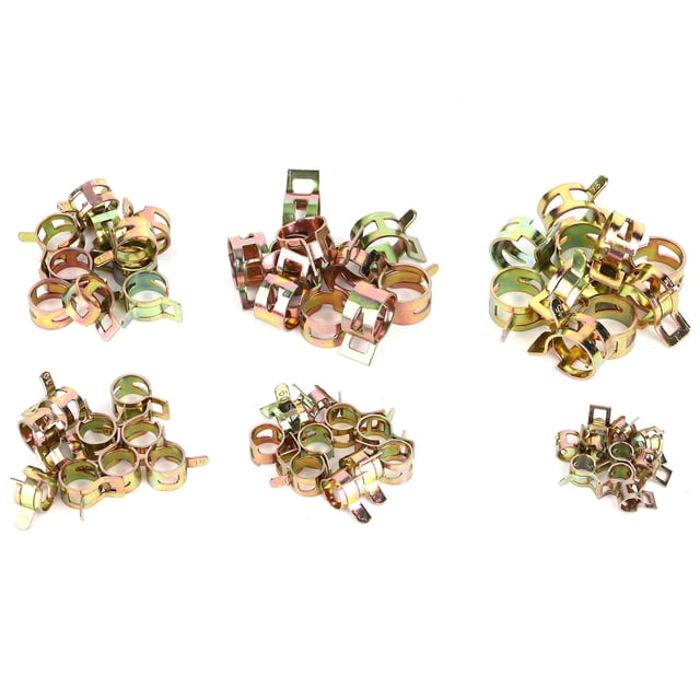 60pcs/Set Fuel Line Clamps Stainless Steel Tubing Pipe Spring Clips 6/9/10/12/14/15mm