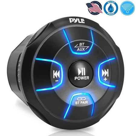 Pyle Amplified Wireless BT Audio Controller Waterproof-Rated Marine Receiver Remote Control for Car