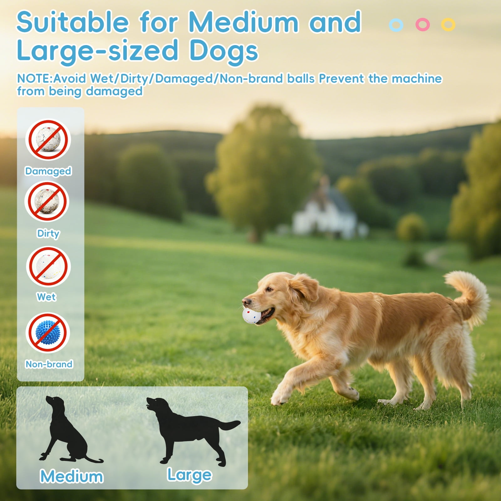 Haosegd Ball Launcher for Large Dogs: Remote Control Interactive Dog Ball Thrower,Rechargable Ball Throwing Machine for Dogs,40t/60ft/80ft,8 x 2.5" ETPU Tennis Balls