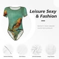 thumbnail image 4 of Balery Retro Birds Body de cuello redondo de manga corta para mujer Tops de manga corta Tops básicos-Medium, 4 of 7