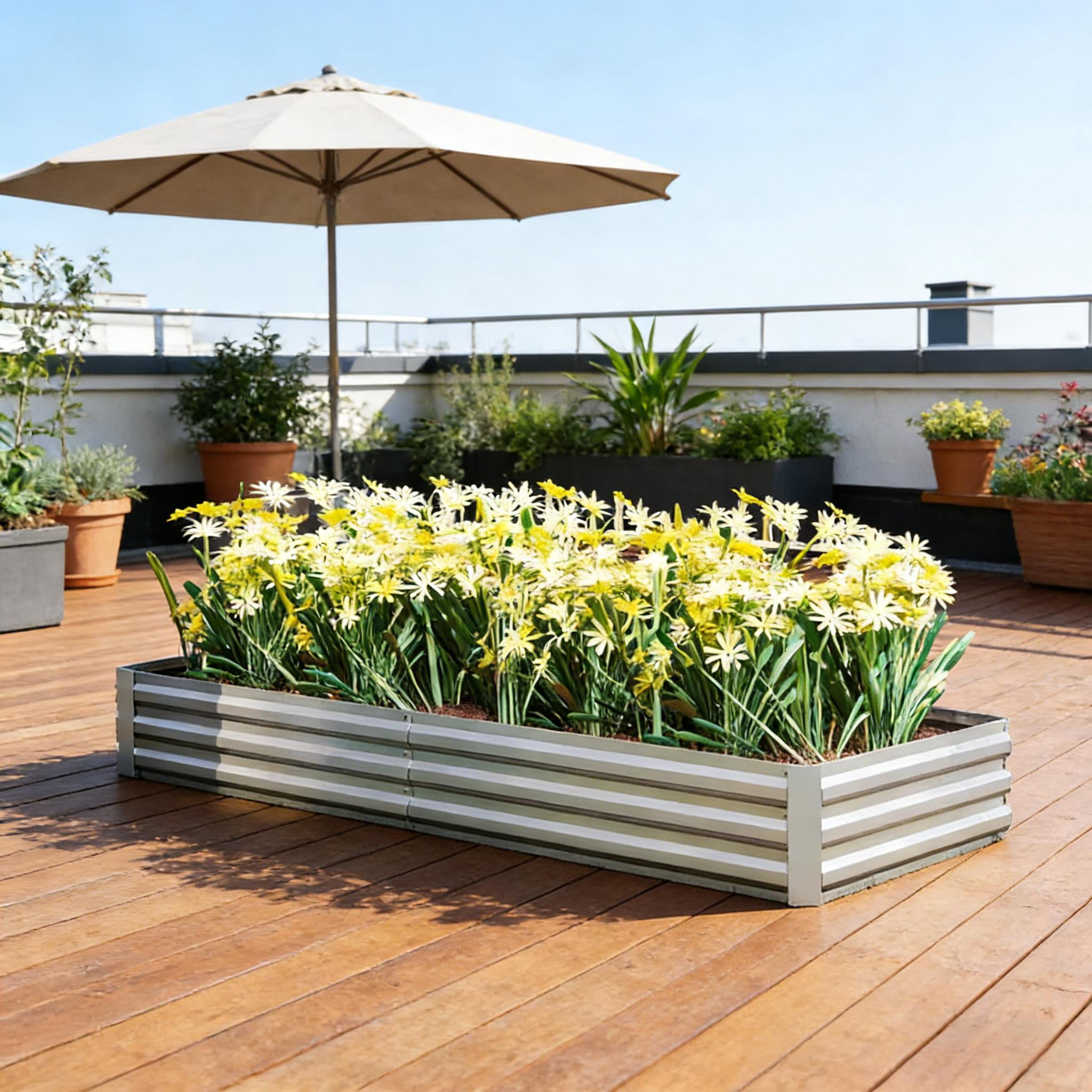 Flower Box Garden Plant Bed Metal Raised Planter Box