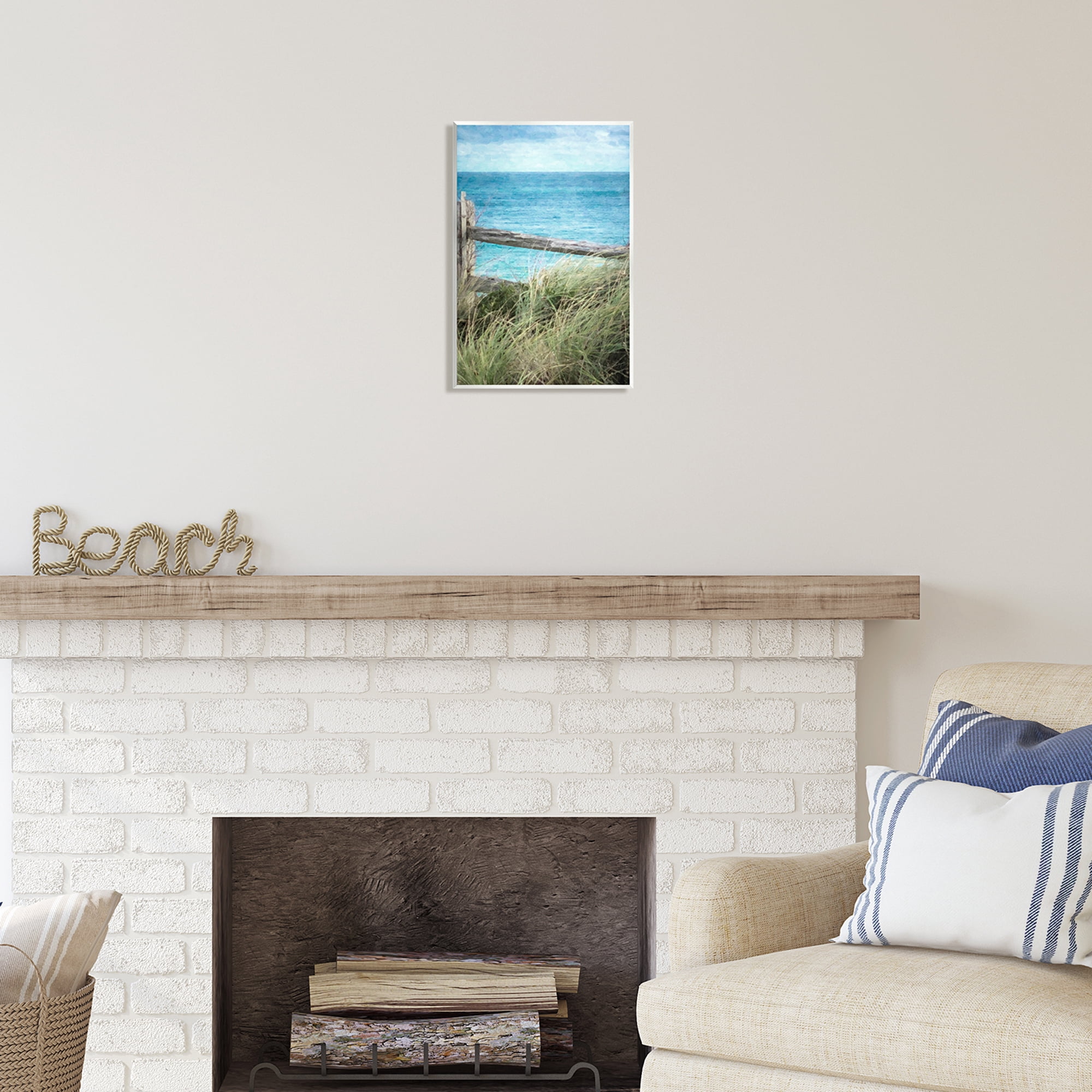Stupell Industries Waterfront Beach Fence Nature Photography Unframed Art Print Wall Art, 10 x 15