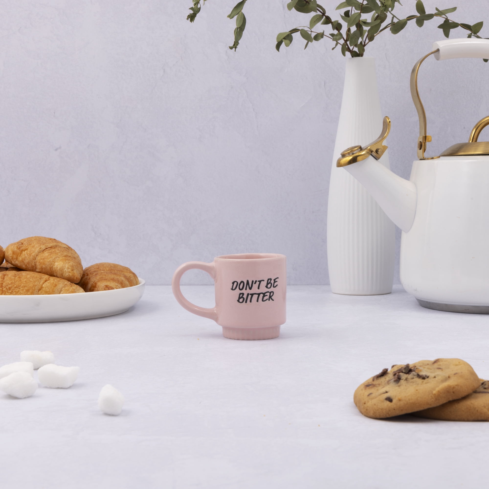 Thyme & Table 3 fl oz Pink "Don't Be Bitter" Stoneware Espresso Mug