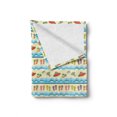 thumbnail image 2 of Flip Flop Soft Flannel Fleece Throw Blanket, Absurd Illustration of Sandy Beach with Flowing Sea Waves Straw Hats and Purse, Cozy Plush for Indoor and Outdoor Use, 60" x 80", Multicolor, by Ambesonne, 2 of 6