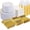 Gold, variant on Premium Pink Plastic Plates Set Includes 350PCS for Dining and Event Well Decorated