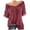 Wine, variant on Exercise Clothes for Women Plus Casual Cold Off Shoulder Lace Neck Plue Size Tops Shirt Blouse 4(S)