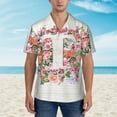 thumbnail image 4 of Letter T Flower Graphic Hawaiian Shirts For Men, Summer Short-Sleeve Relaxed-Fit Button-Down Shirts Medium, 4 of 9