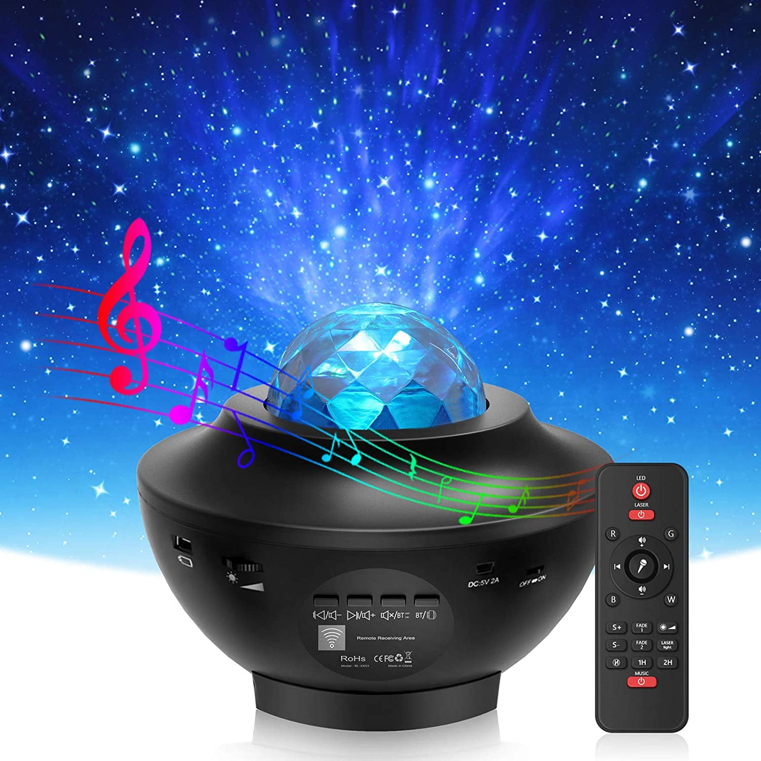 3 in 1 LED Galaxy Starry Light Projector for Bedroom, LED Night Light Projector 