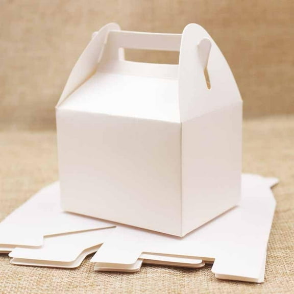 10Pcs Creative Portable Foldable Paper Gift Box with Handles Gable Favor Boxes for Gift Giving Packaging White 7.2x5.8x9.2cm