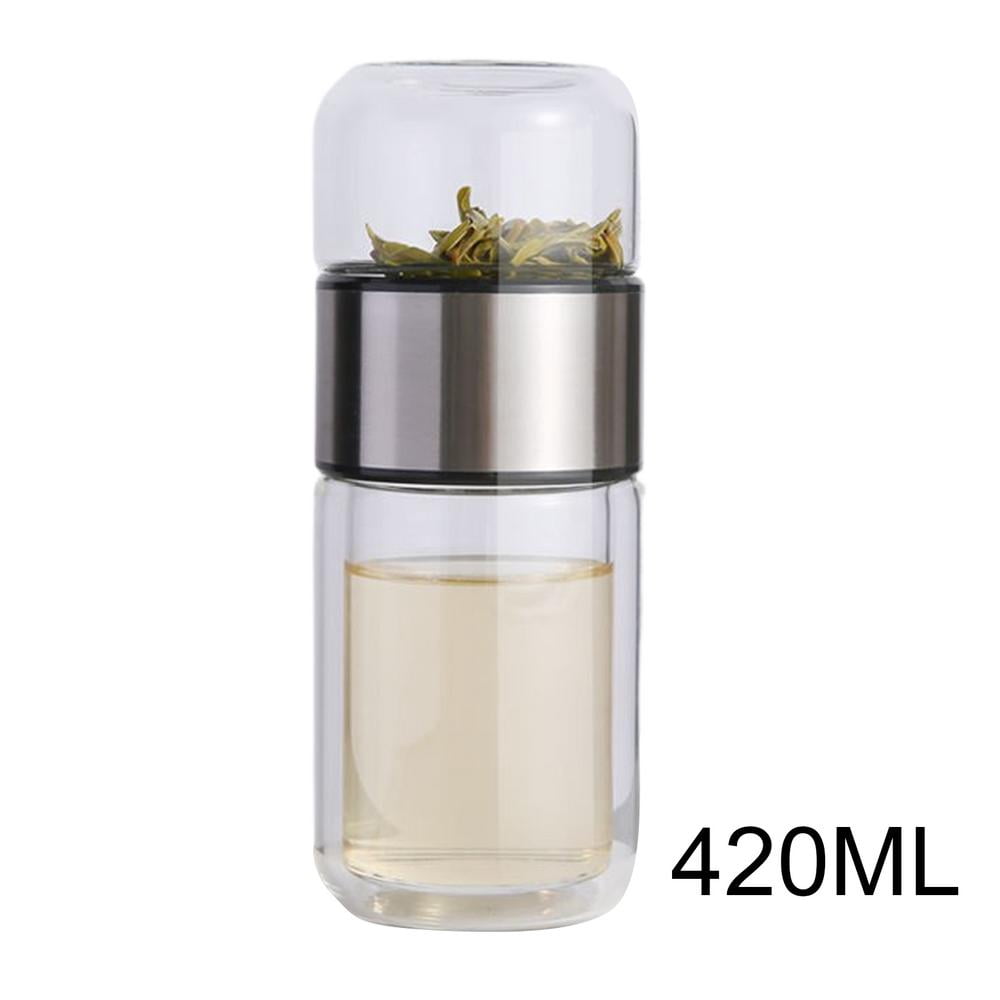 Ksruee Glass Water Bottle Tea Bottle Leakproof for Traveling Tea And Water Separation Tea Bottle for Loose Tea Flower Tea Home Traveling compatible